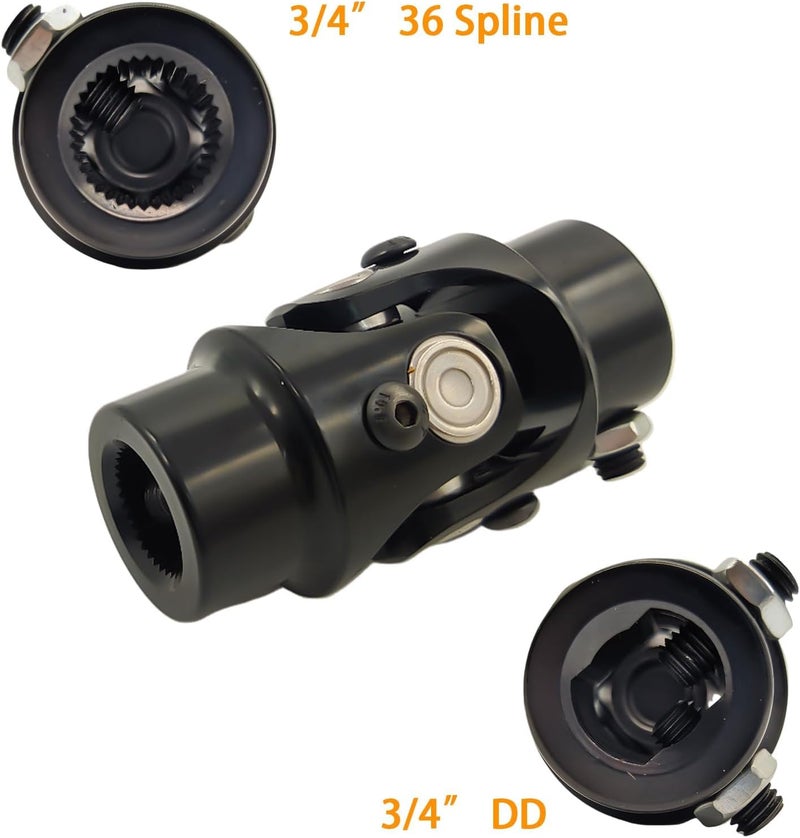 RABROPAR 3/4" 36 Spline X 3/4" DD Steering Shaft U Joint Single Universal Joint Coupling (Black, 3-1/4" Length) - Image 3